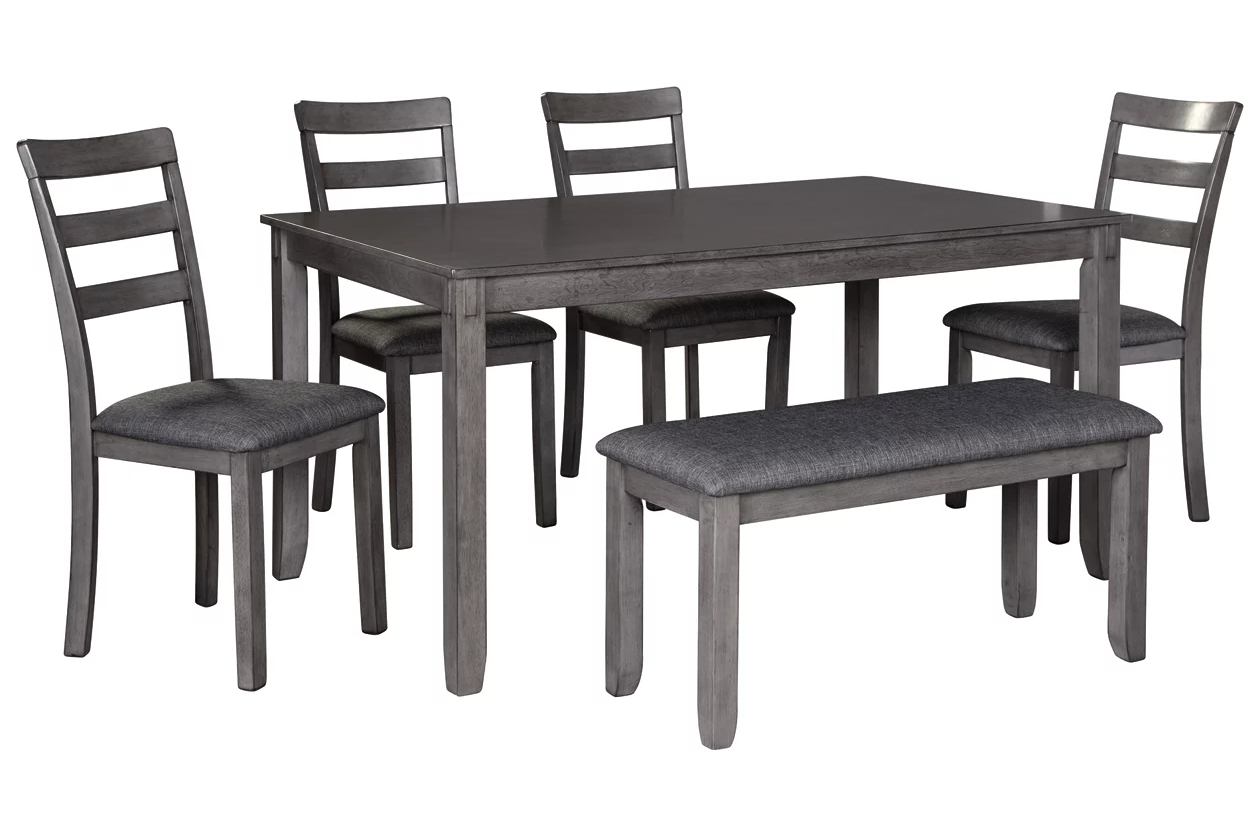 Bridson Dining Table and Chairs with Bench (Set of 6)