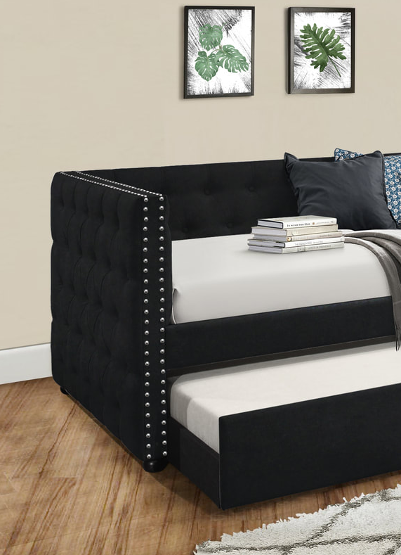 Courage Black Velvet - Daybed with Trundle
