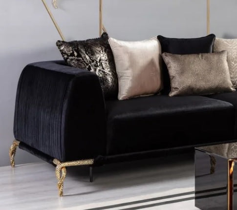 Giselle Black Velvet Sofa & Loveseat.New Arrival.