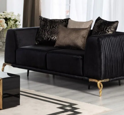 Giselle Black Velvet Sofa & Loveseat.New Arrival.