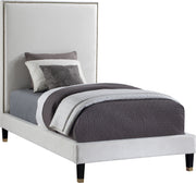 Harlie Cream Velvet Twin Bed image