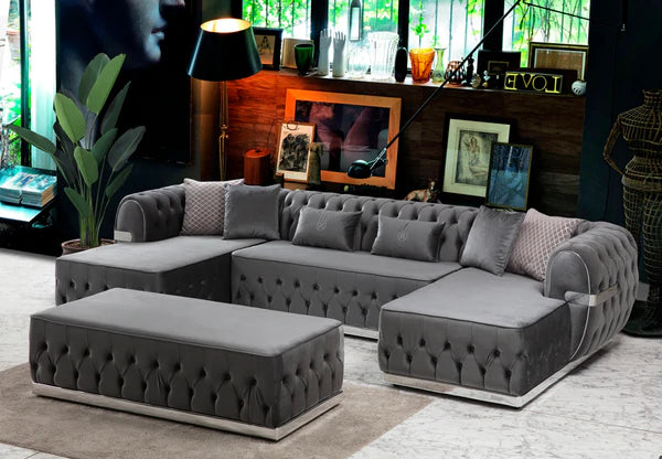 Jester Velvet Gray Double Chaise Sectional.Coming Soon.