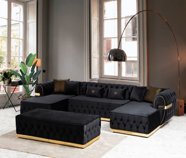 Jester Black Velvet Double Chaise Sectional.Coming Soon