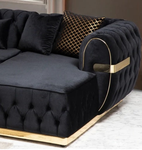 Jester Black Velvet Double Chaise Sectional.Coming Soon