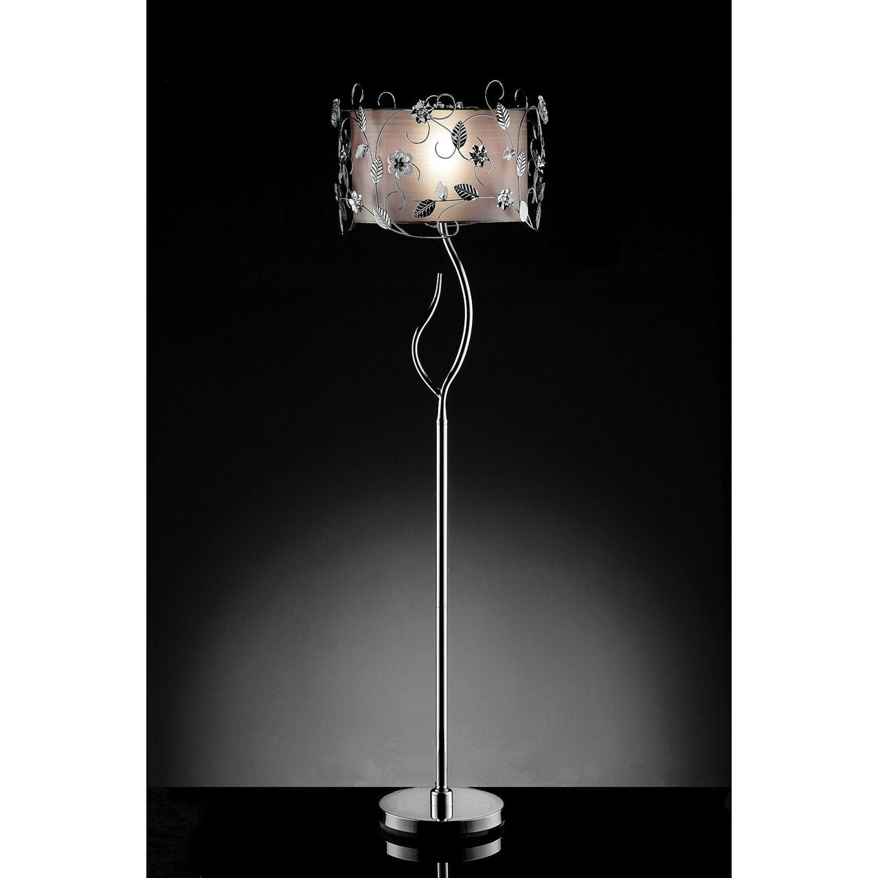 Elva Silver/Chrome Floor Lamp, Double Shade image