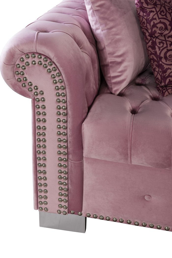 Lara Velvet Pink RAF Chaise Sectional, COMING SOON.