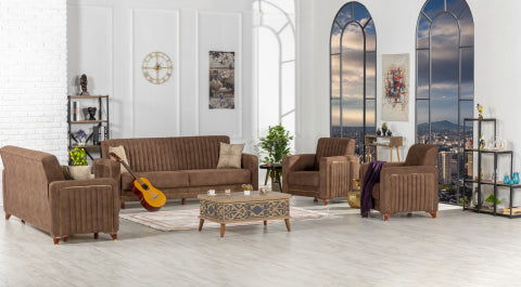 Line Convertible Livingroom Set Brown