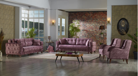 Lizbon Convertible Livingroom Set Pink