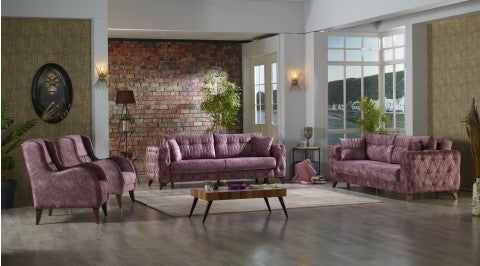 Lizbon Convertible Livingroom Set Pink