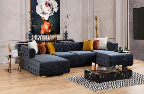Matilda Charcoal Velvet Double Chaise Sectional, Coming Soon