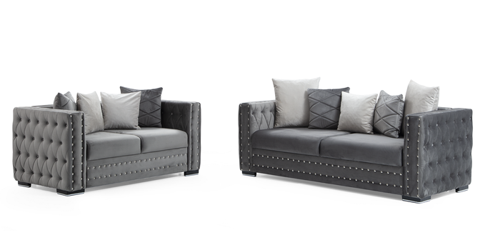 Mosby Gray Velvet Sofa & Loveseat, COMING SOON.