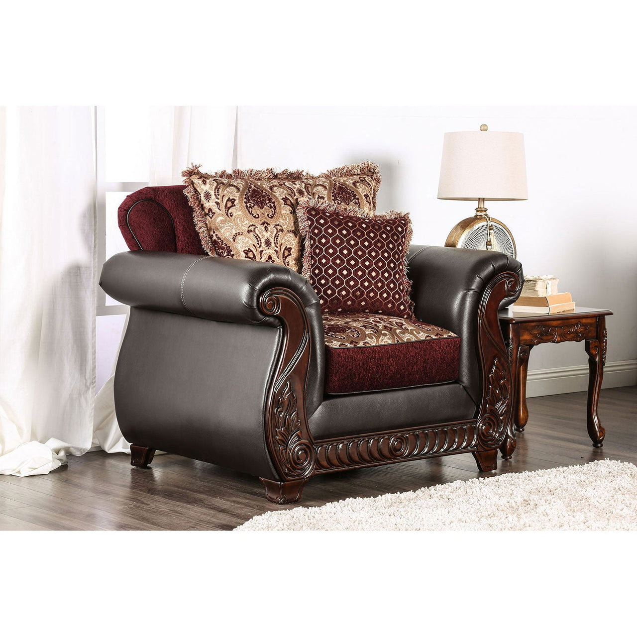 Franklin Burgundy/Espresso Chair, Burgundy image