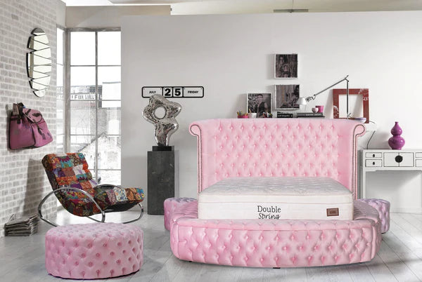 Viss Velvet Pink Queen Storage Platform Bed,New Arival.COMING SOON.