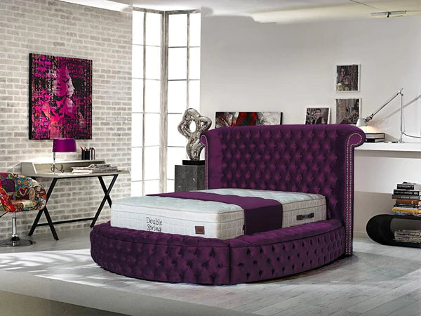 Viss Velvet Maroon Queen Storage Platform Bed,New Arrival.COMING SOON.