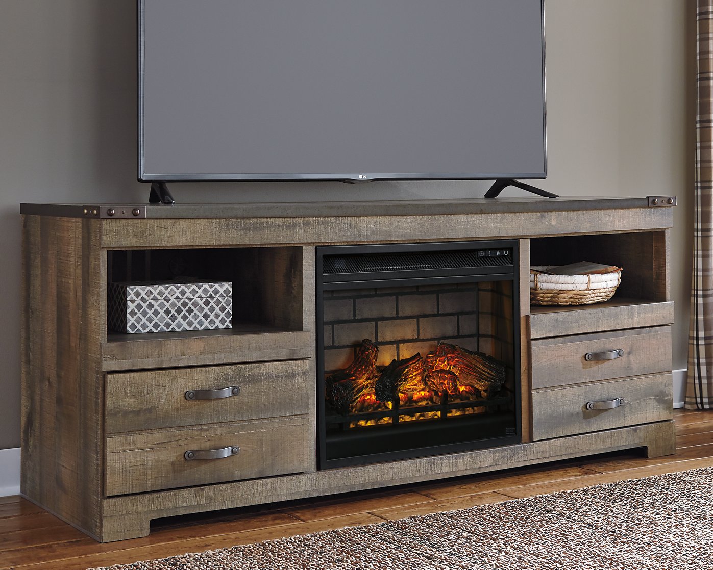 Trinell 63" TV Stand with Electric Fireplace image