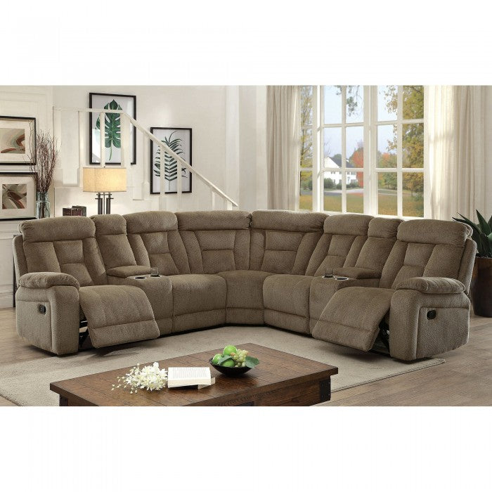 MAYBELL SECTIONAL W/ 2 CONSOLES, MOCHA