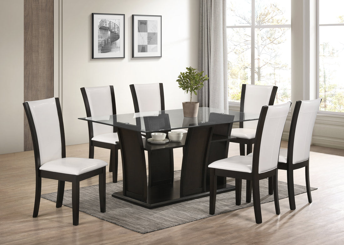 Florida - Juego de mesa de comedor + 6 sillas blancas