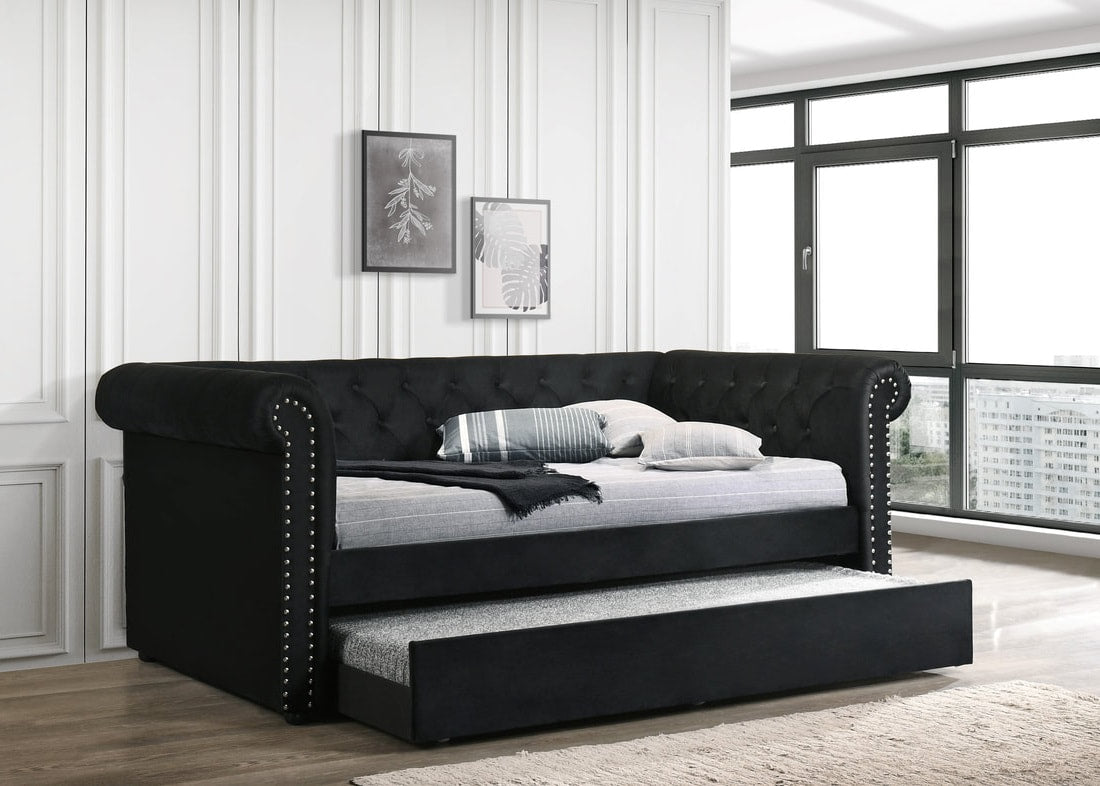 Sofá cama Oakmont de terciopelo negro