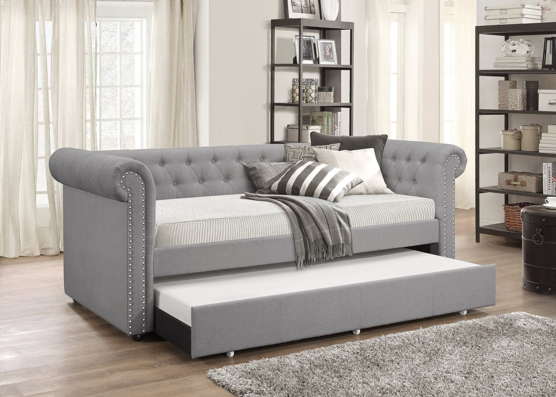 Sofá cama de lino gris Oakmont