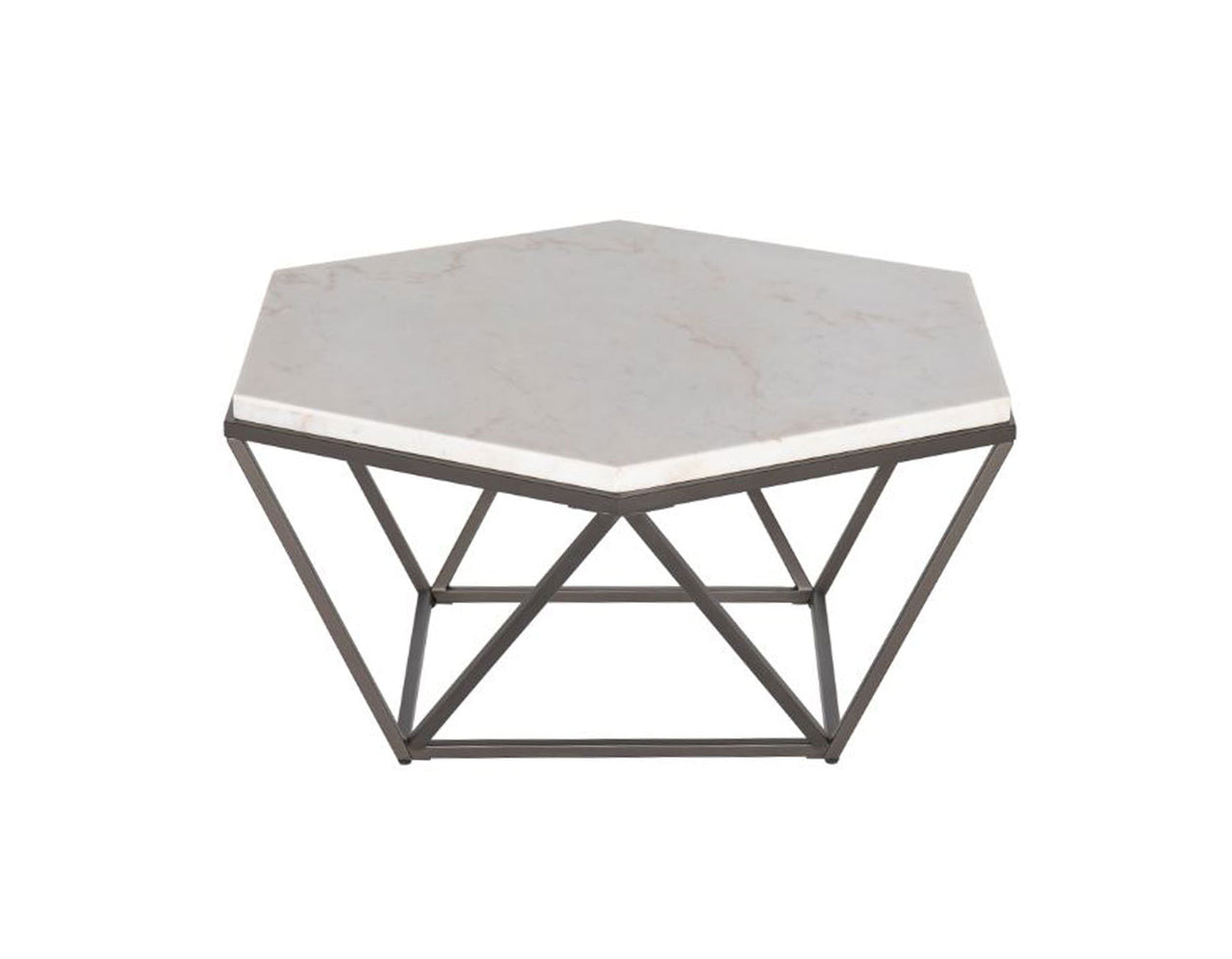 CV200 - Mesa de cóctel hexagonal con superficie de mármol + juego de 2 mesas auxiliares **Nueva llegada**